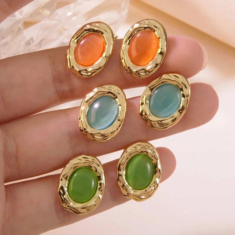 1 Pair Fairy Style Vintage Style Tropical Geometric 304 Stainless Steel Imitation Gold Ear Studs