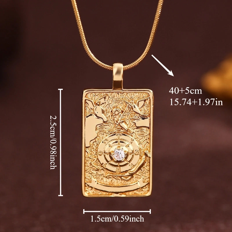 Vintage Style Minimalist Sun Moon Titanium Steel Copper Plating Pendant Necklace