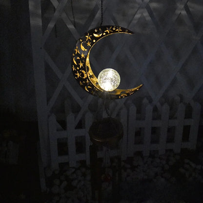 Solar Wind Bell Lamp Iron Lamp Hanging Wind Bell Lamp Outdoor Landscape Lamp Sun Moon Wind Bell