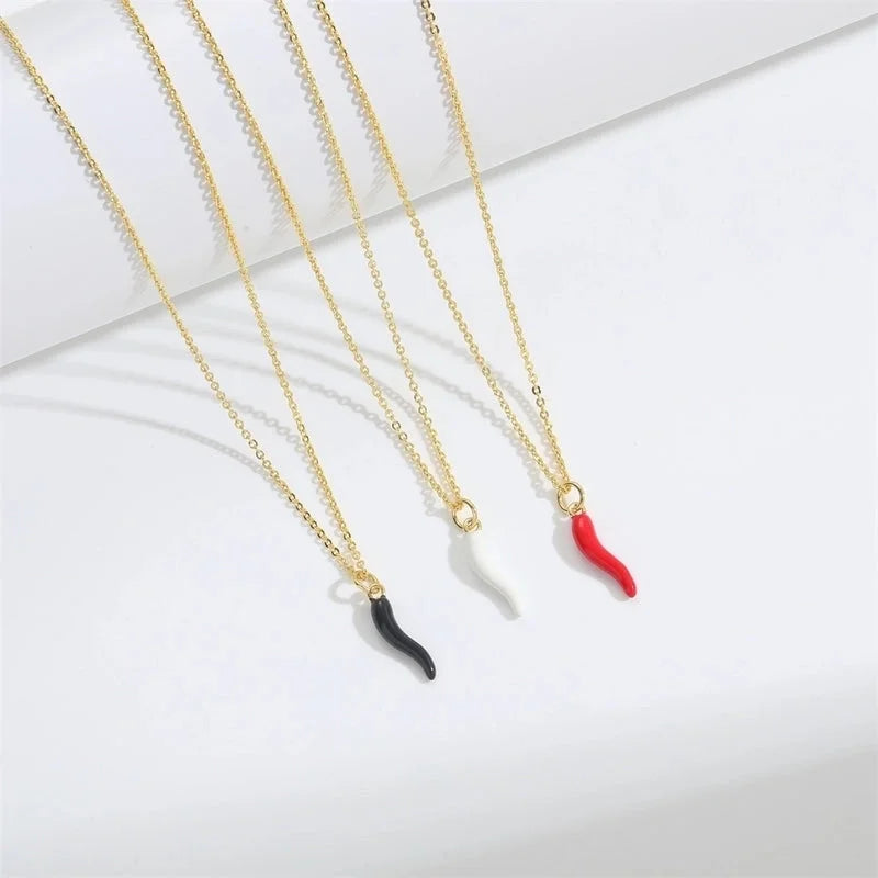 Copper Cable Chain 14K Gold Plated Enamel Ice Cream Lollipop Chili Necklace