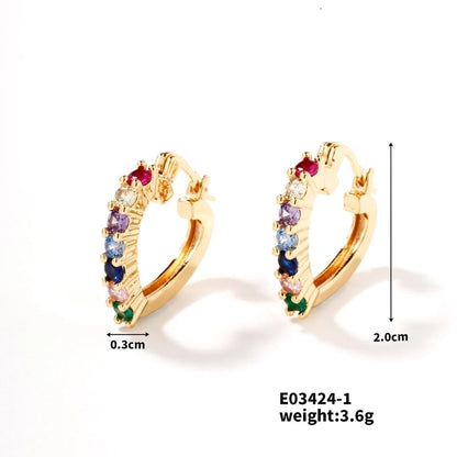 1 Pair Minimalist Heart Shape Plating Inlay Copper Zircon K Gold Plated Earrings