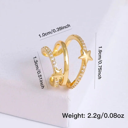 1 Piece IG Style Elegant Geometric Inlay Copper Zircon 18K Gold Plated Ear Cuffs