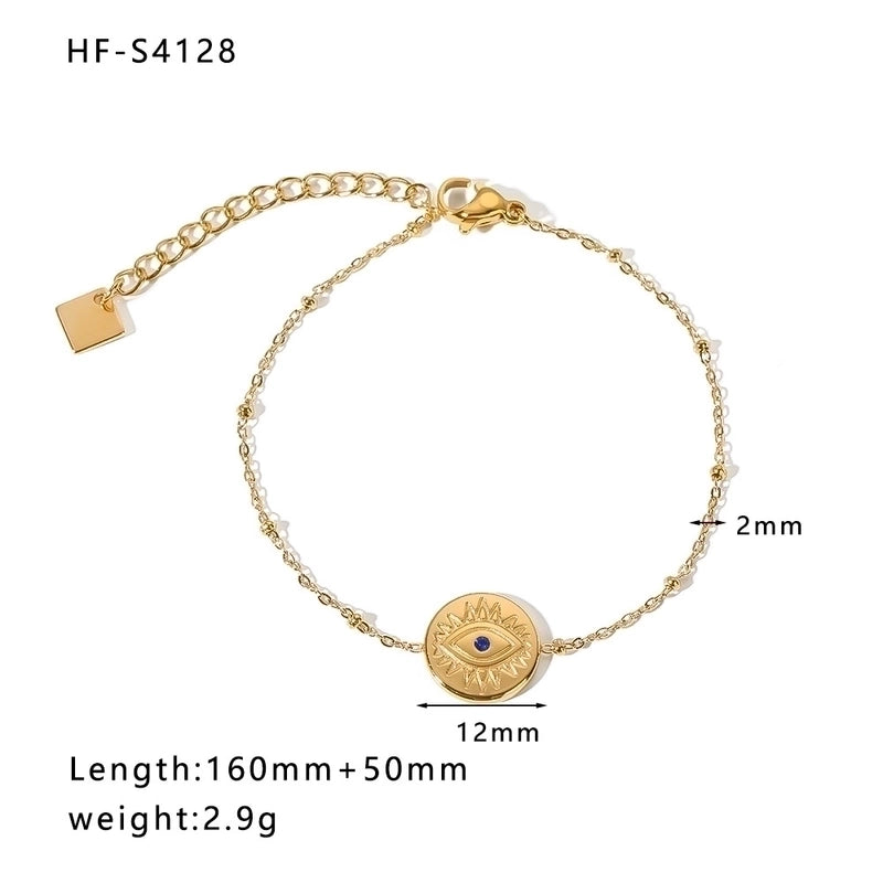 Minimalist Heart Shape Stainless Steel 18K Gold Plated Artificial Rhinestones Rhinestones Shell Bracelets In Bulk