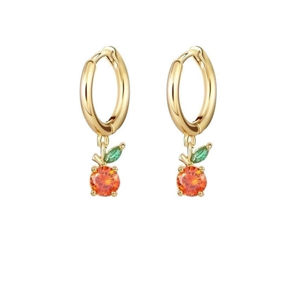 1 Pair Fashion Fruit Pineapple Watermelon Copper Inlaid Zircon Drop Earrings