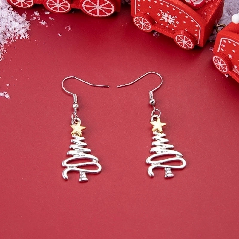 Fashion Christmas Tree Stainless Steel Hollow Out Ear Hook 1 Pair