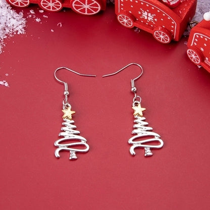 Fashion Christmas Tree Stainless Steel Hollow Out Ear Hook 1 Pair