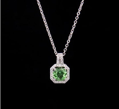 Ig Style Polygon Copper Inlay Zircon Pendant Necklace