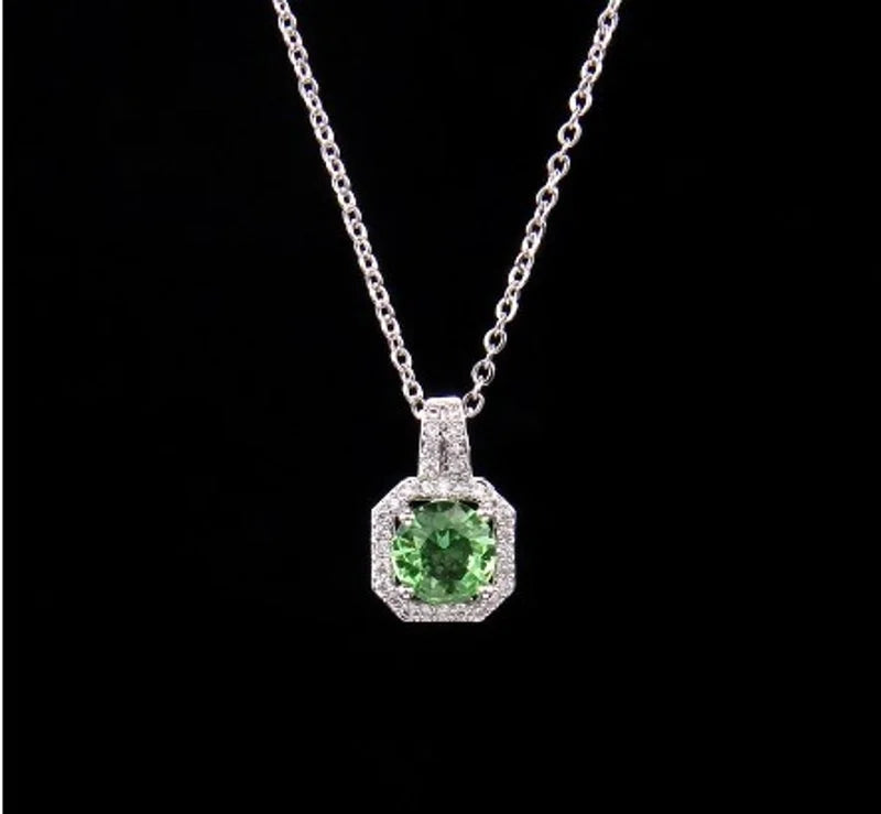 Ig Style Polygon Copper Inlay Zircon Pendant Necklace