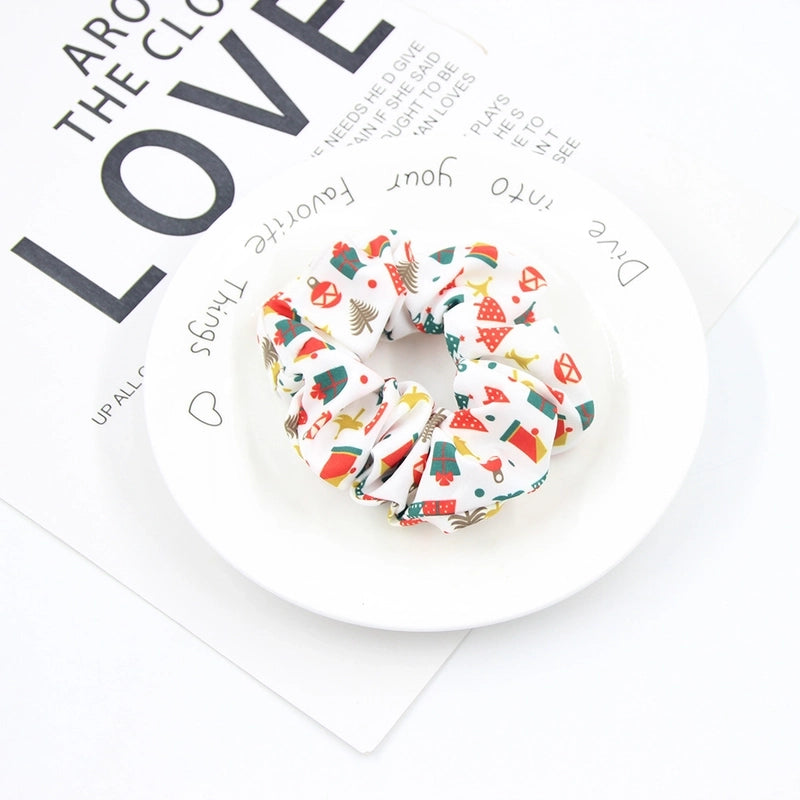 Christmas Cute Women's Color Block Rib-Knit Hair Tie