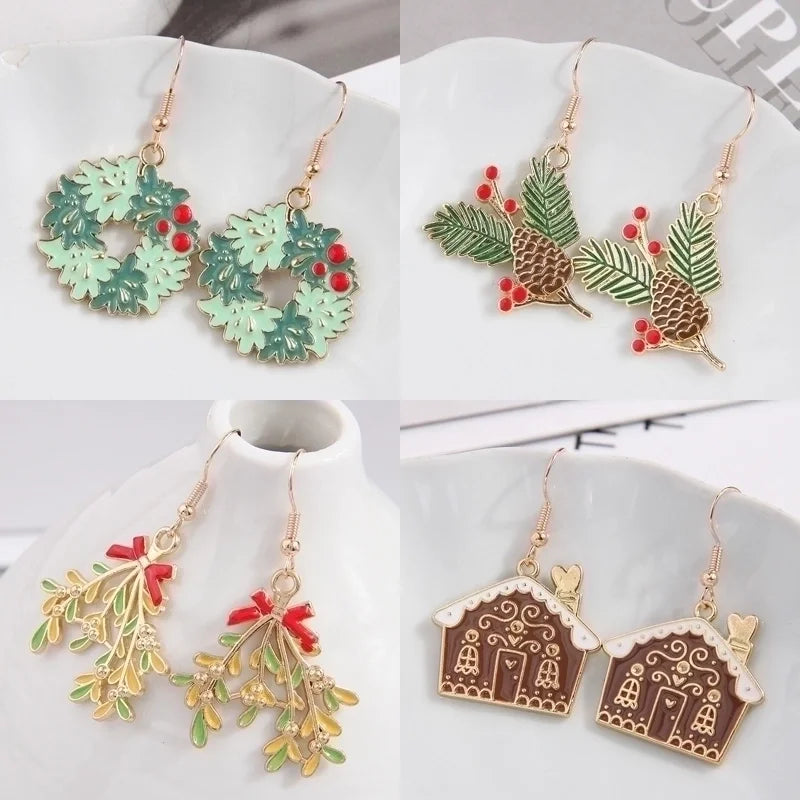 1 Pair Minimalist Christmas Tree Enamel Alloy Drop Earrings