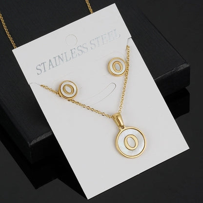 Minimalist Round Letter 304 Stainless Steel Shell 18K Gold Plated Gold Plated Stainless Steel Jewelry Sets