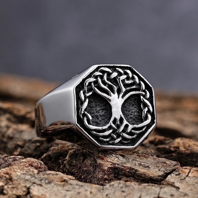 Punk Tree Skull 304 Stainless Steel Plating Halloween Men'S Rings