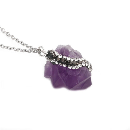 Minimalist Classic Style Geometric Artificial Crystal 304 Stainless Steel Artificial Crystal Stone Pendant Necklace