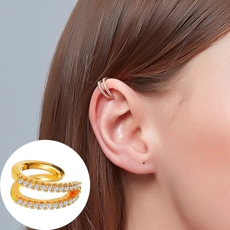 1 Piece Minimalist Commute Geometric Inlay Copper Zircon Ear Cuffs