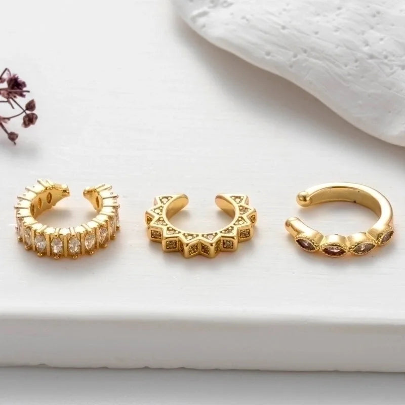 1 Piece Ear Cartilage Rings & Studs Cool Style Shiny Geometric Copper Plating Inlay Zircon