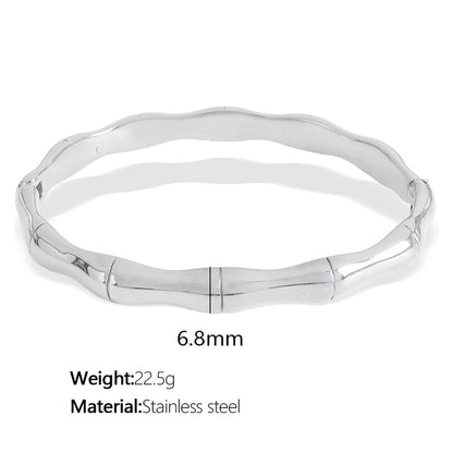Casual French Style IG Style Solid Color 304 Stainless Steel 18K Gold Plated Bangle In Bulk