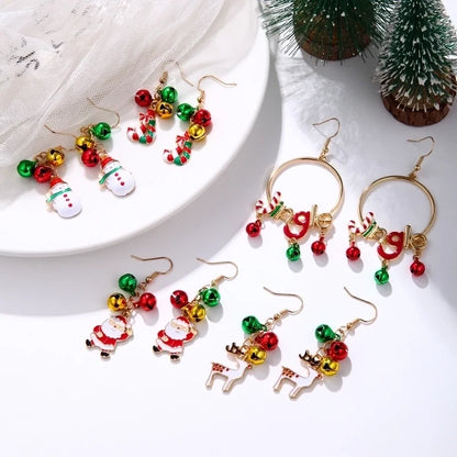1 Pair IG Style Cute Santa Claus Gingerbread Wreath Enamel Inlay Zinc Alloy Pearl Drop Earrings