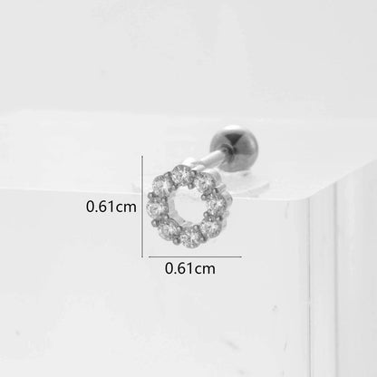 Ear Cartilage Rings & Studs Flower 316L Stainless Steel Copper Inlaid Zircon