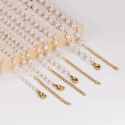 Casual Minimalist Classic Style Round 304 Stainless Steel Artificial Pearl Necklace