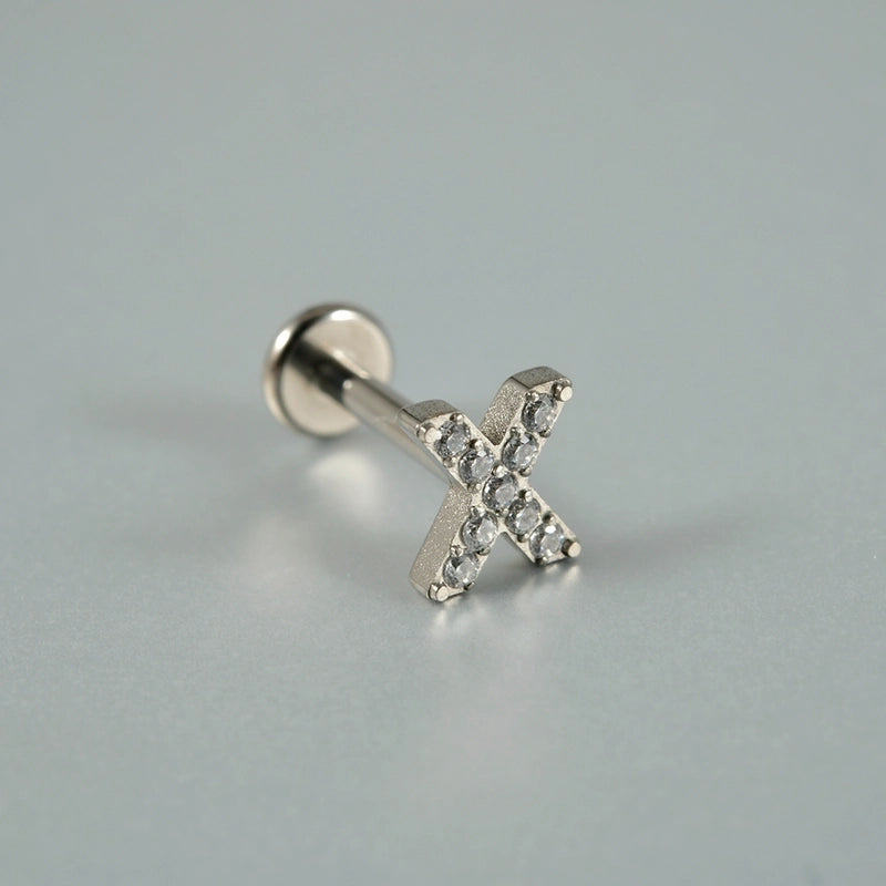 1 Piece Lip Rings Casual Vacation Tropical Cross G23 Titanium Alloy Plating Zircon 18K Gold Plated Lip Rings Ear Cartilage Rings & Studs