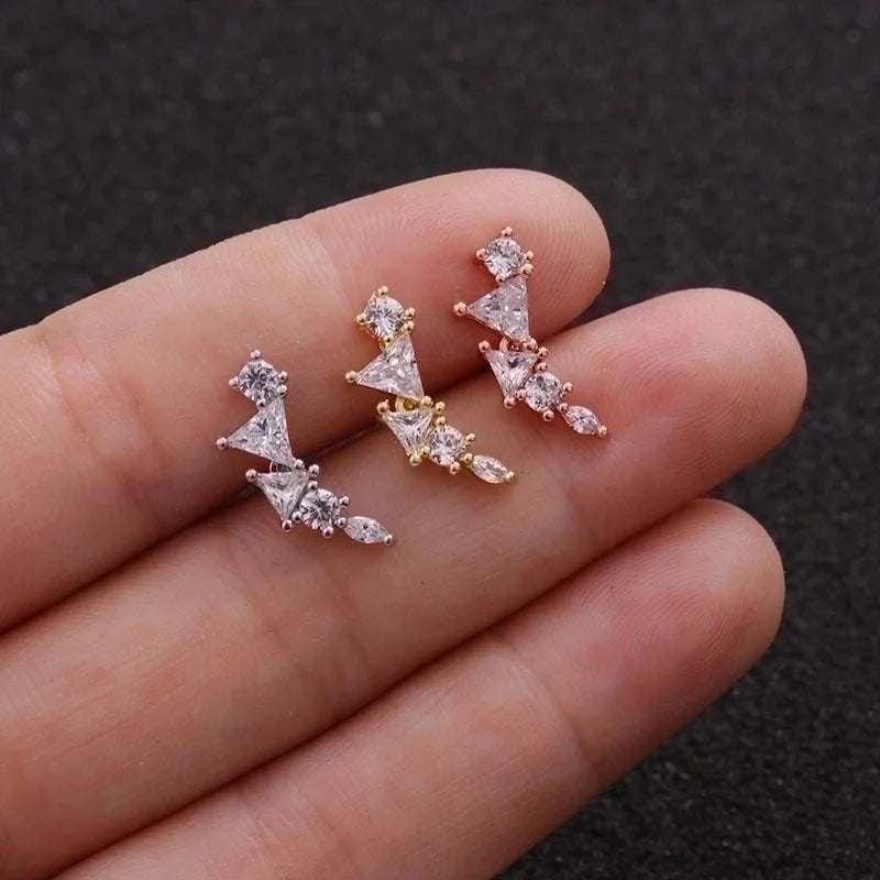 Ear Cartilage Rings & Studs Star 316L Stainless Steel Copper Zircon
