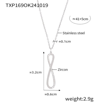 Elegant Luxurious Infinity 304 Stainless Steel Zircon 18K Gold Plated Plating Inlay Bracelets Necklace