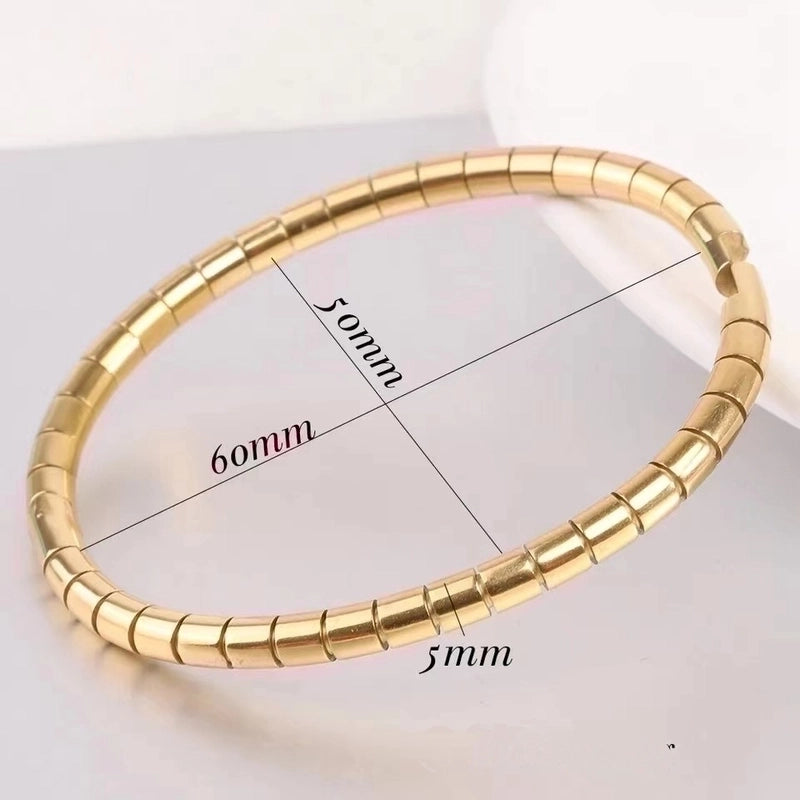Minimalist Solid Color Stainless Steel Plating Gold Plated Bangle
