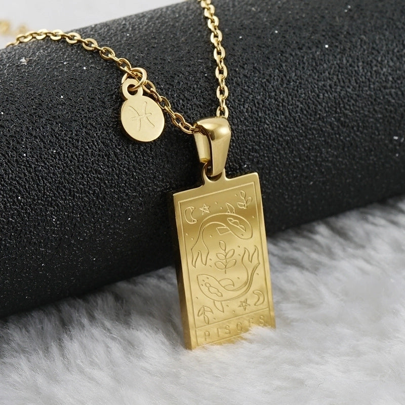 Fashion Square Constellation 304 Stainless Steel 18K Gold Plated Plating Stainless Steel Necklaces