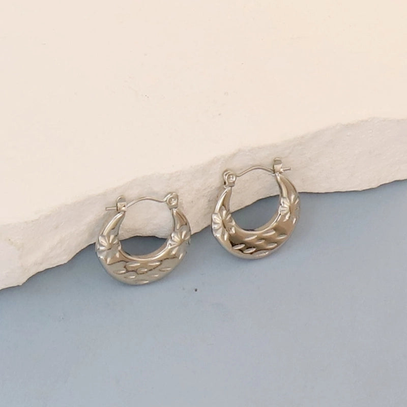 1 Pair Minimalist Round Square Heart Shape 304 Stainless Steel Earrings