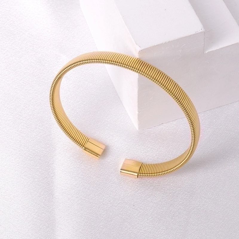 Casual Minimalist Solid Color Stainless Steel Plating Bangle