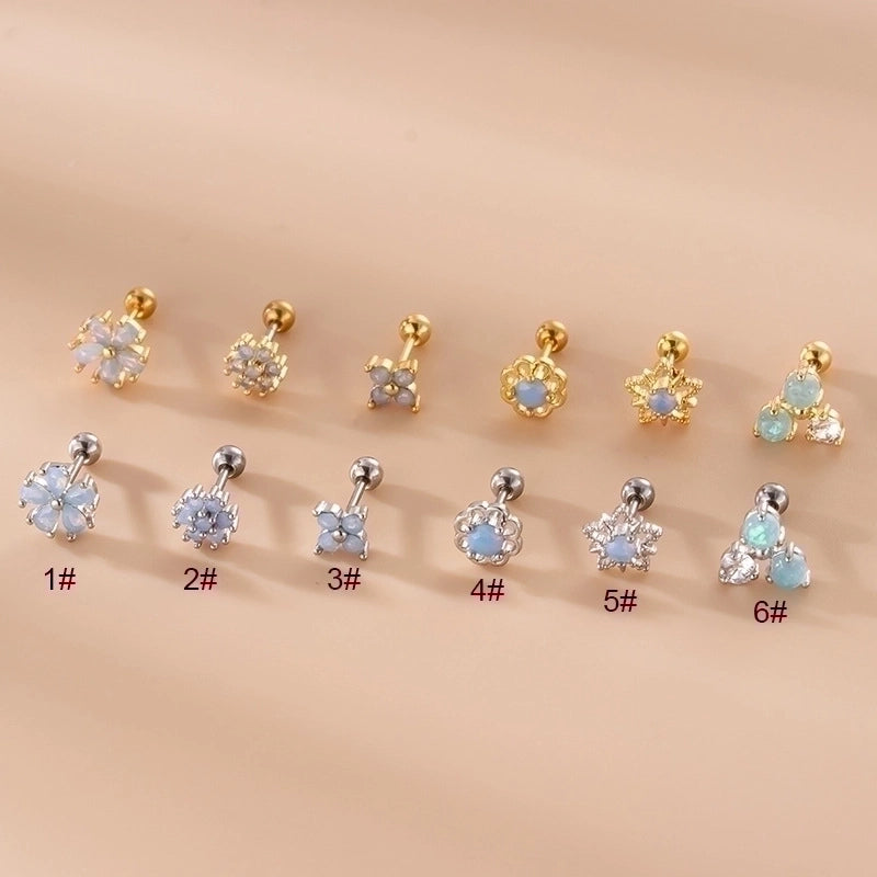 1 Piece Ear Cartilage Rings & Studs Fashion Star Flower 316L Stainless Steel Copper Inlaid Zircon