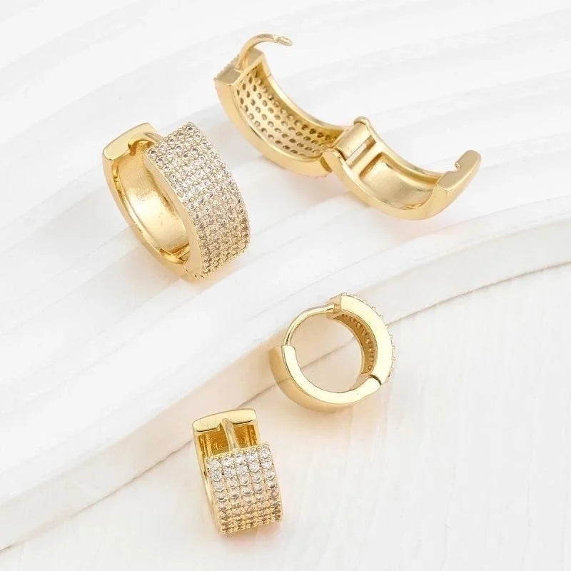 1 Pair Elegant Lady Circle Plating Inlay Copper Zircon 18k Gold Plated Earrings