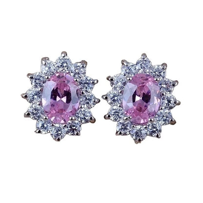 1 Pair Vintage Style Shiny Oval Plating Inlay Copper Zircon White Gold Plated Ear Clips Ear Studs