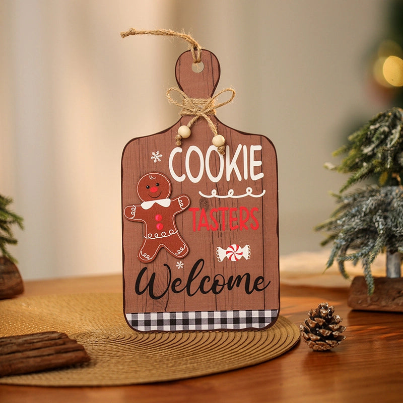 Christmas Cartoon Style Cute Pastoral Gingerbread Letter Wood Festival Hanging Ornaments Ornaments Decorative Props