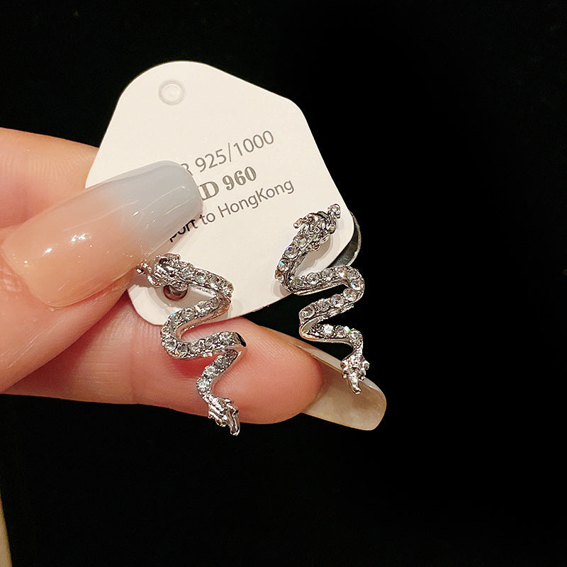 Fashion Dragon Chinese Zodiac Animal Zircon Electroplating Earrings