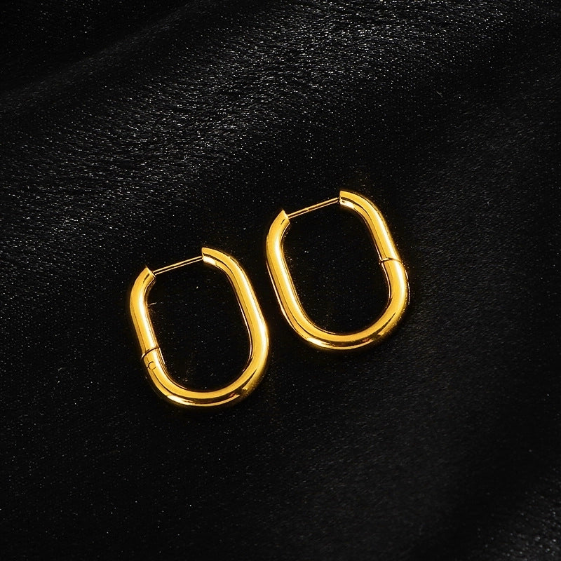 1 Pair Minimalist Geometric Titanium Steel Earrings