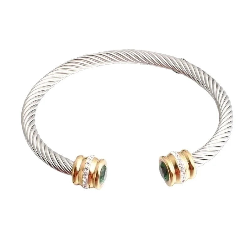 Titanium Steel Bracelet Colorful Diamond Twist Bangle Jewelry