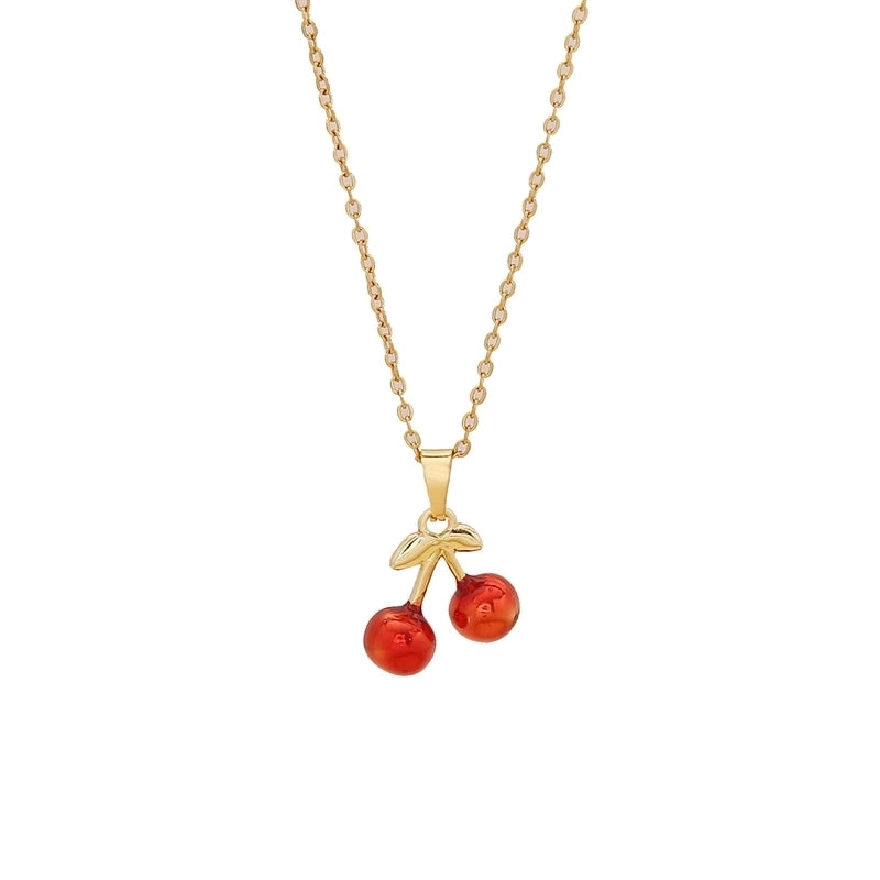 Cute Commute Fruit 304 Stainless Steel Copper Zircon 18K Gold Plated Inlay Pendant Necklace