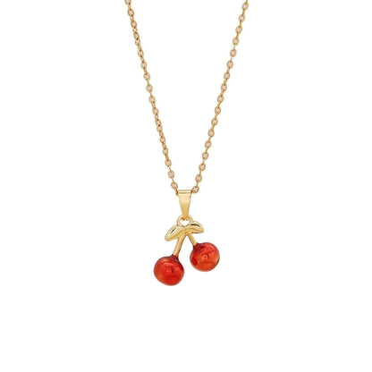 Cute Commute Fruit 304 Stainless Steel Copper Zircon 18K Gold Plated Inlay Pendant Necklace