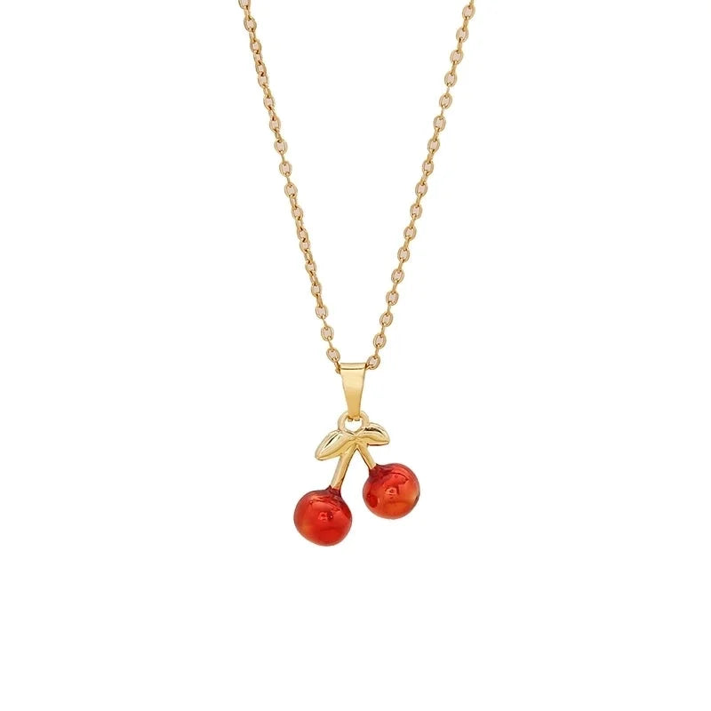 Cute Commute Fruit 304 Stainless Steel Copper Zircon 18K Gold Plated Inlay Pendant Necklace