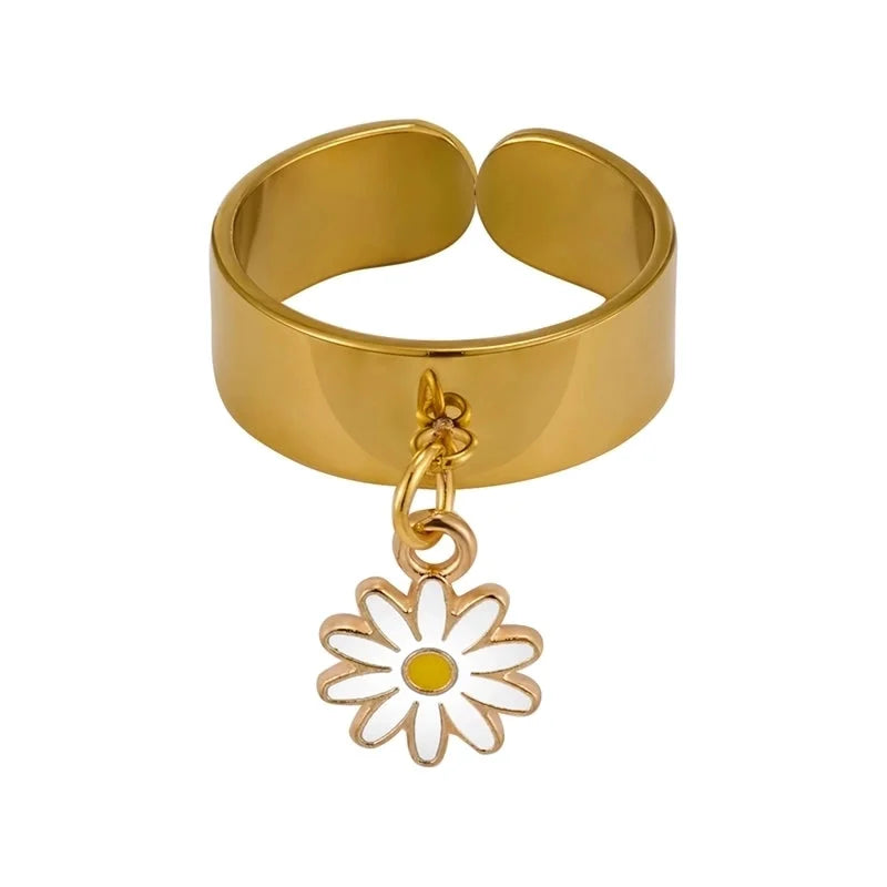 Elegant Retro Solid Color 304 Stainless Steel Enamel Open Rings