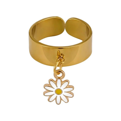 Elegant Retro Solid Color 304 Stainless Steel Enamel Open Rings