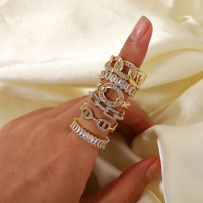 Women IG Style Circle Copper 18K Gold Plated Rings
