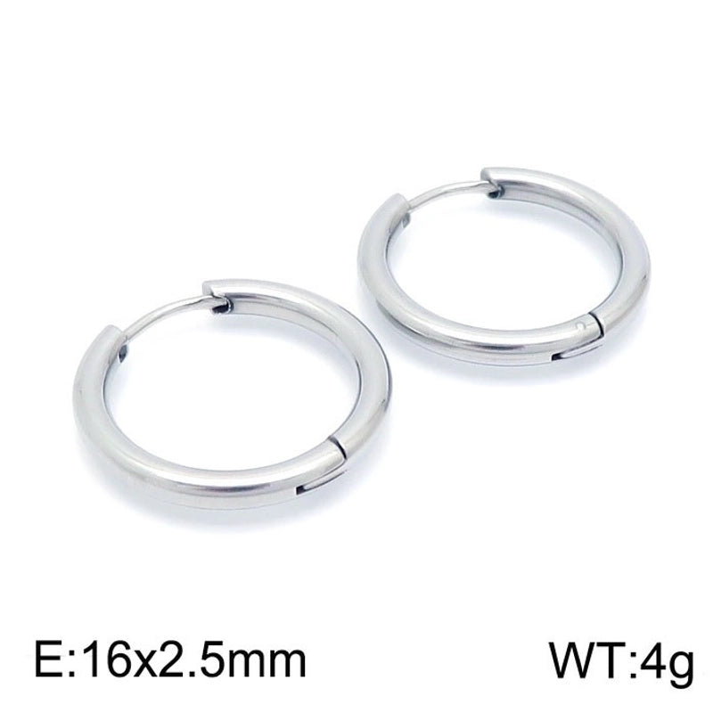 1 Pair Streetwear Solid Color Titanium Steel 18K Gold Plated Hoop Earrings