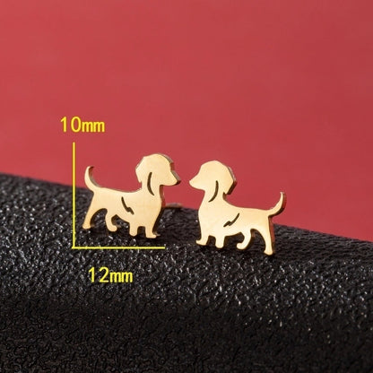 1 Pair Cute Minimalist Dog Polishing 304 Stainless Steel 18K Gold Plated Ear Studs