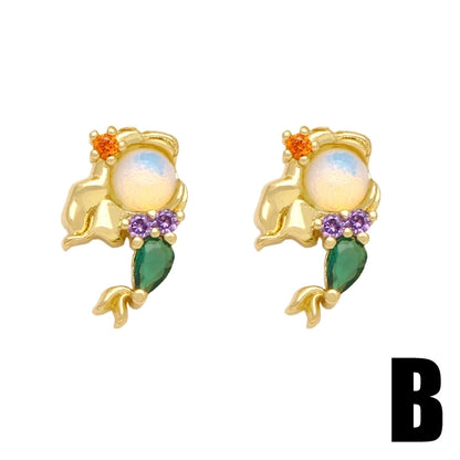 1 Pair Minimalist Cartoon Character Plating Copper 18K Gold Plated Drop Earrings