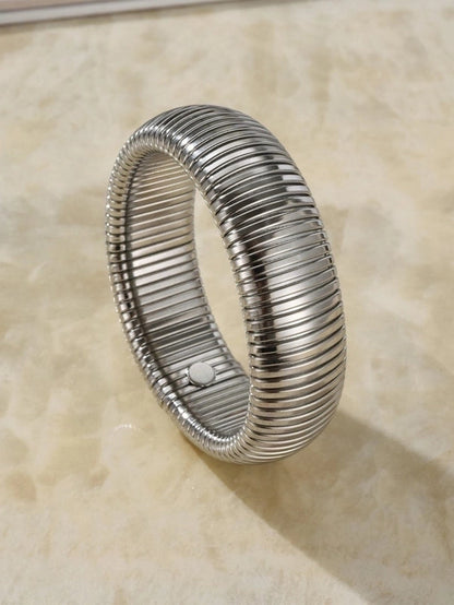 Hip-Hop Retro Solid Color Titanium Steel Bangle In Bulk