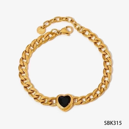 3 Pieces 304 Stainless Steel 16K Gold Plated White Gold Plated Gold Plated Minimalist Inlay Heart Shape Zircon Bracelets Earrings Necklace