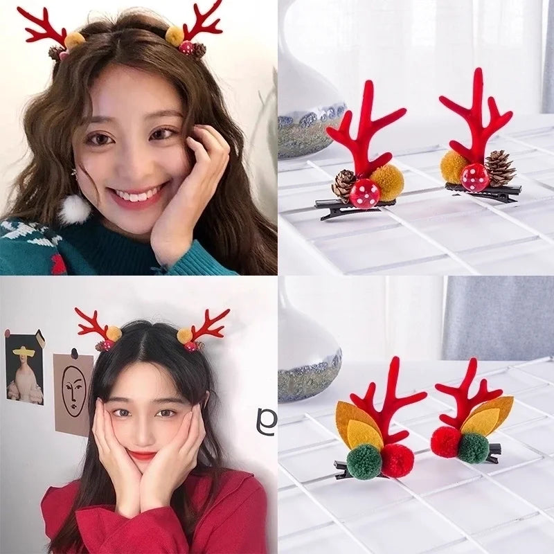 Christmas Cartoon Style Women'S Antlers Plush Plush Hair Clip