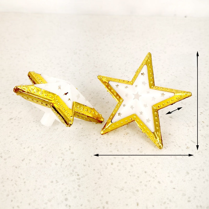 10 Pieces Transparent Round Ball Snowflake Small Five-star Christmas Tree Light String Accessories Five-pointed Star Tree Top Star Christmas Decoration